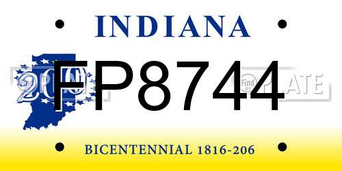 FP8744 Indiana License Plate