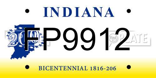 FP9912 Indiana License Plate