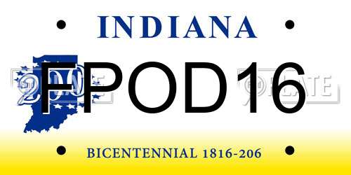FPOD16 Indiana License Plate