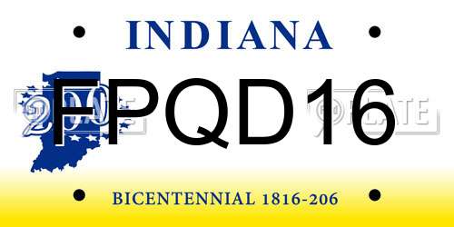 FPQD16 Indiana License Plate