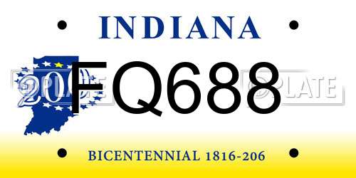 FQ688 Indiana License Plate