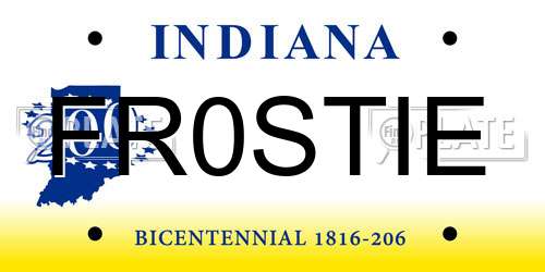 FR0STIE Indiana License Plate