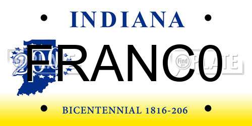 FRANC0 Indiana License Plate