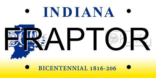 FRAPTOR Indiana License Plate