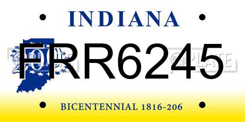 FRR6245 Indiana License Plate