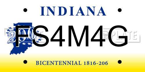 FS4M4G Indiana License Plate