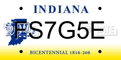 FS7G5E Indiana License Plate