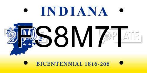 FS8M7T Indiana License Plate