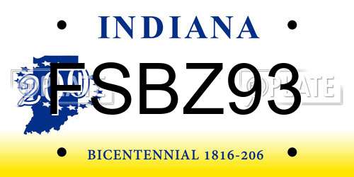 FSBZ93 Indiana License Plate