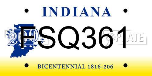 FSQ361 Indiana License Plate