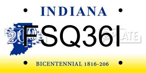FSQ36I Indiana License Plate