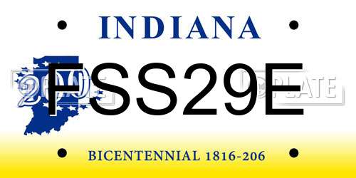 FSS29E Indiana License Plate