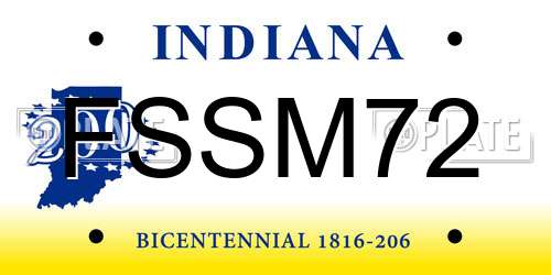 FSSM72 Indiana License Plate