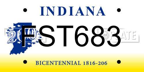 FST683 Indiana License Plate
