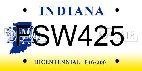 FSW425 Indiana License Plate