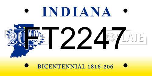 FT2247 Indiana License Plate