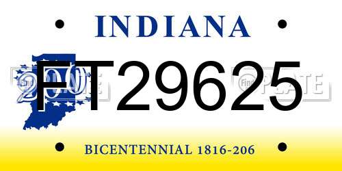 FT29625 Indiana License Plate