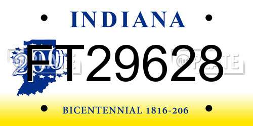 FT29628 Indiana License Plate