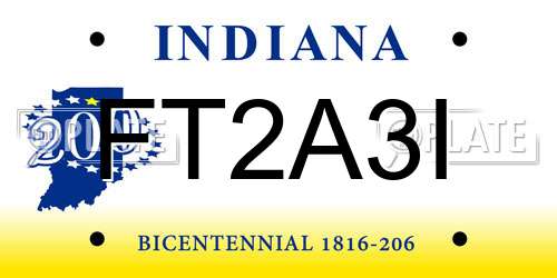 FT2A3I Indiana License Plate