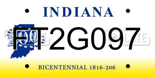 FT2G097 Indiana License Plate