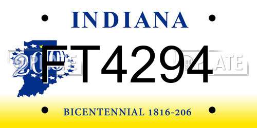 FT4294 Indiana License Plate