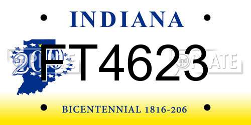 FT4623 Indiana License Plate