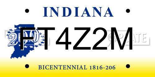 FT4Z2M Indiana License Plate