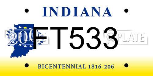 FT533 Indiana License Plate