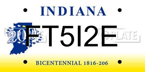FT5I2E Indiana License Plate