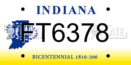 FT6378 Indiana License Plate
