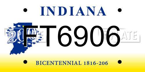 FT6906 Indiana License Plate