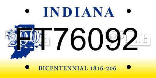 FT76092 Indiana License Plate