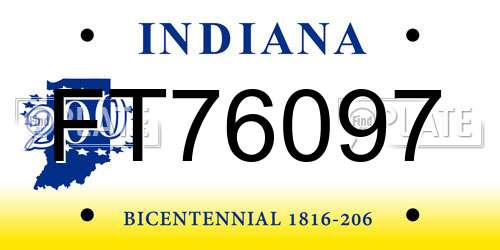 FT76097 Indiana License Plate