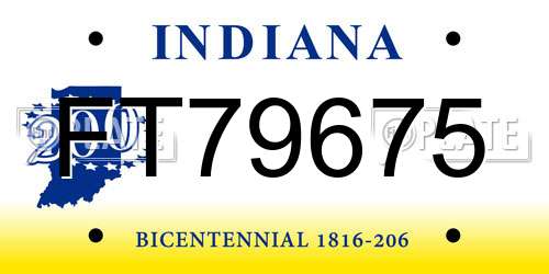 FT79675 Indiana License Plate