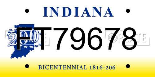 FT79678 Indiana License Plate