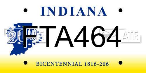 FTA464 Indiana License Plate