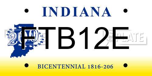 FTB12E Indiana License Plate