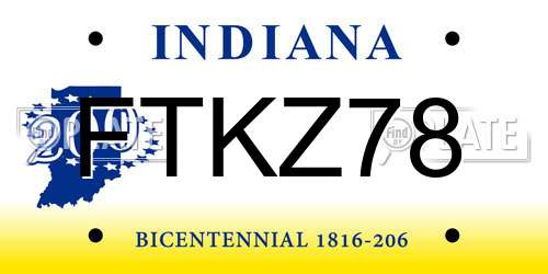 FTKZ78 Indiana License Plate