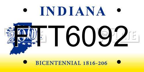 FTT6092 Indiana License Plate