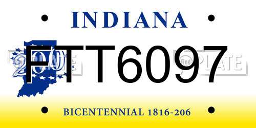 FTT6097 Indiana License Plate
