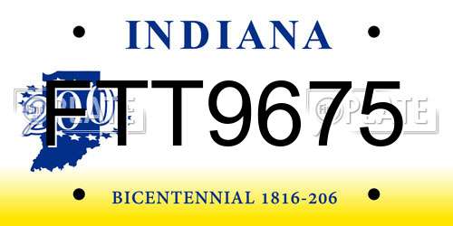 FTT9675 Indiana License Plate