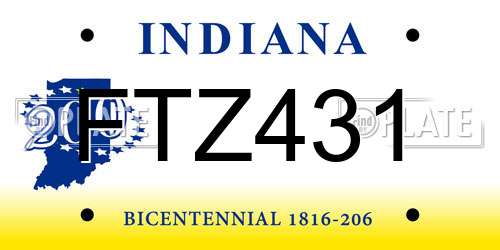 FTZ431 Indiana License Plate