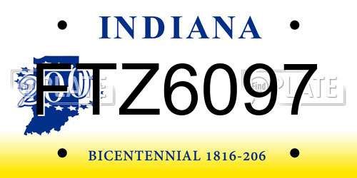 FTZ6097 Indiana License Plate