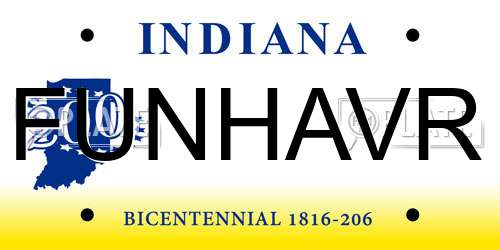 FUNHAVR Indiana License Plate