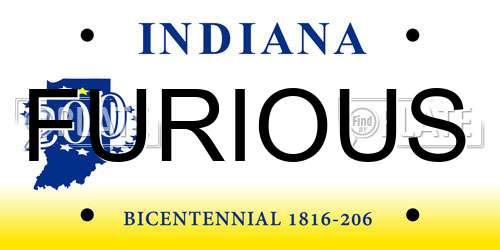 FURIOUS Indiana License Plate