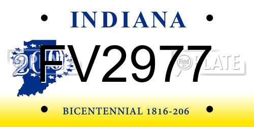 FV2977 Indiana License Plate