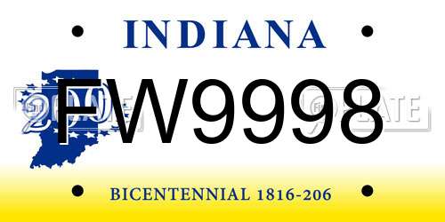 FW9998 Indiana License Plate