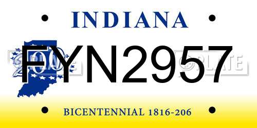 FYN2957 Indiana License Plate