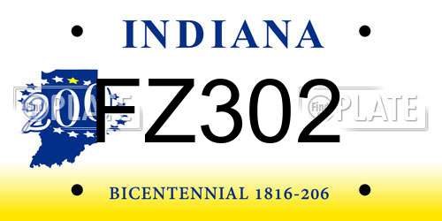FZ302 Indiana License Plate