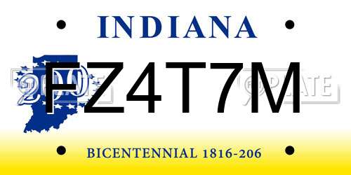 FZ4T7M Indiana License Plate